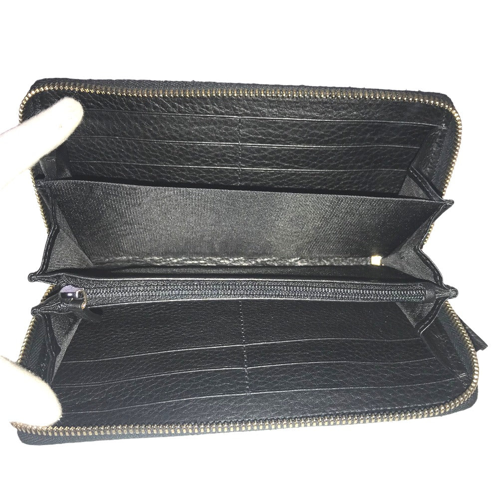 GUCCI Long Wallet Purse 308004 0359 leather black Round zip Soho Women Used