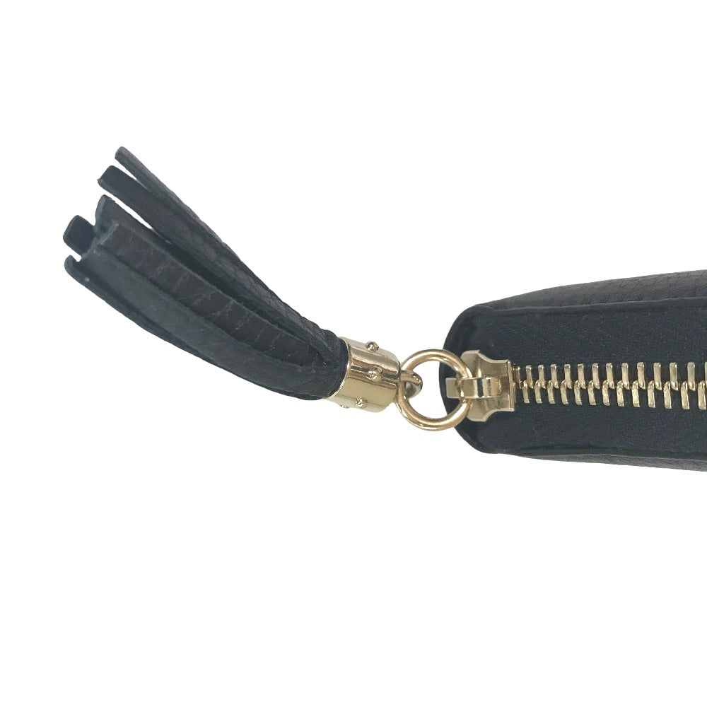 GUCCI Long Wallet Purse 308004 0359 leather black Round zip Soho Women Used
