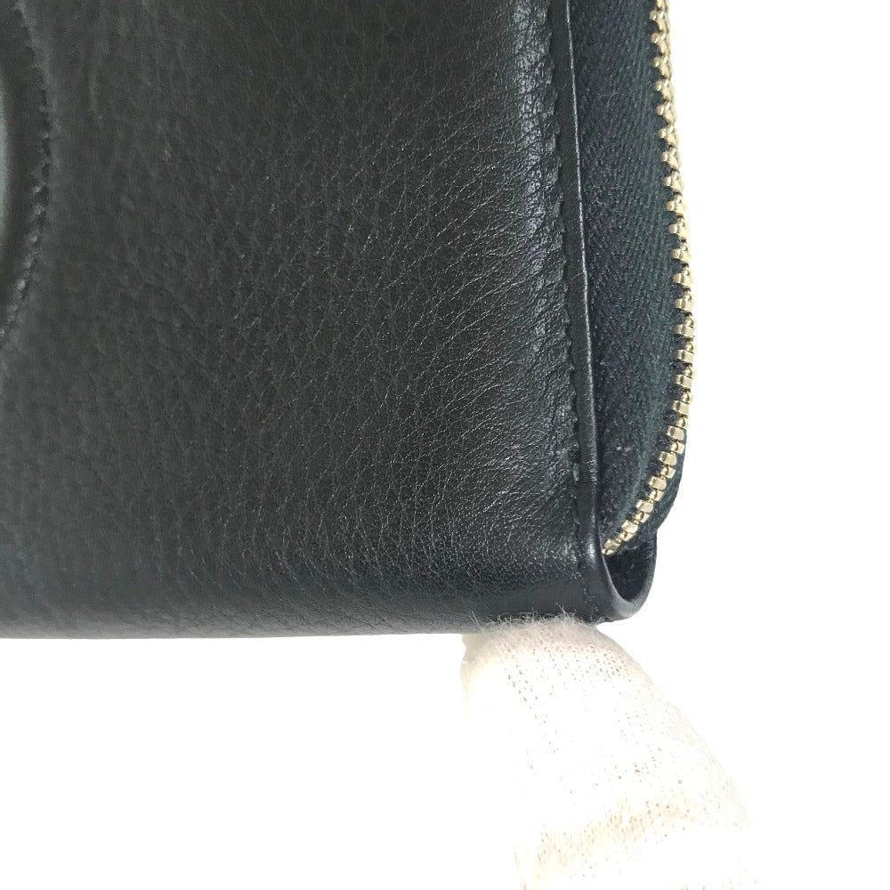 GUCCI Long Wallet Purse 308004 0359 leather black Round zip Soho Women Used