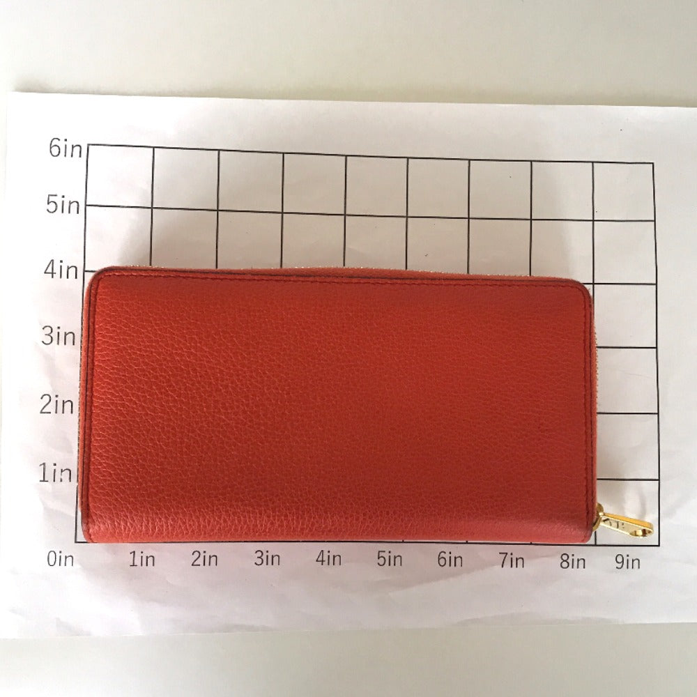 GUCCI Long Wallet Purse 658691 525040 leather Orange Round zip Embossed logo