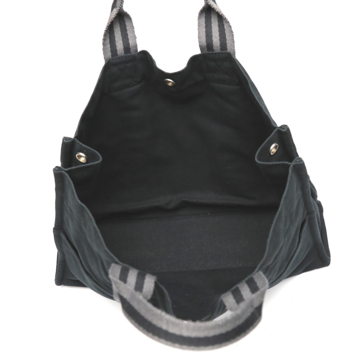 HERMES Tote Bag cotton black Fool ToeMM Her Line