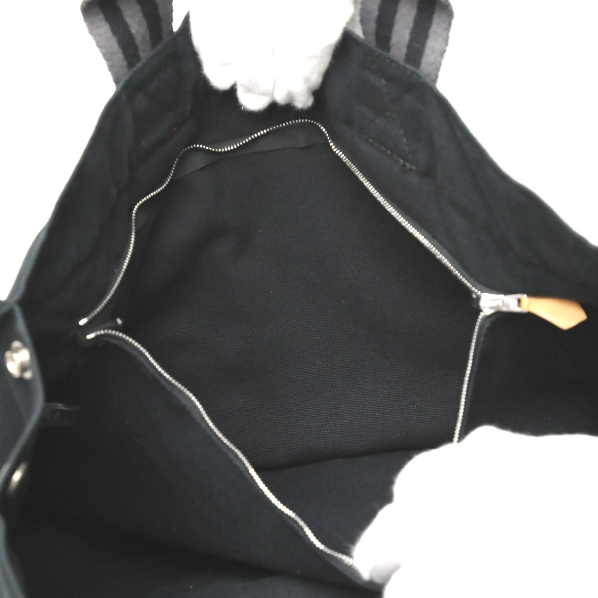 HERMES Tote Bag cotton black Fool ToeMM Her Line