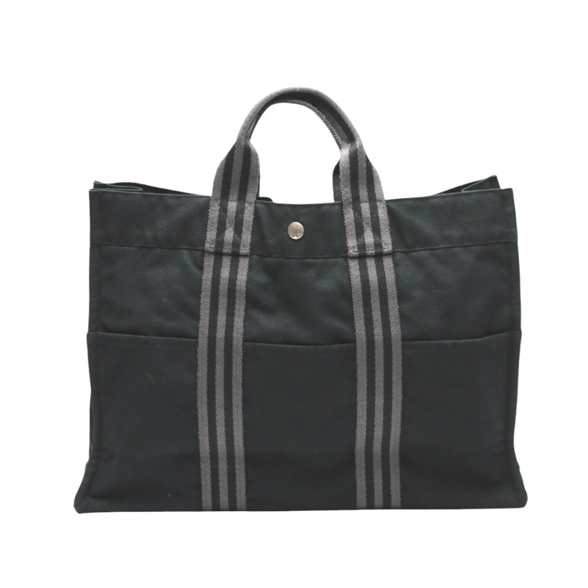 HERMES Tote Bag cotton black Fool ToeMM Her Line