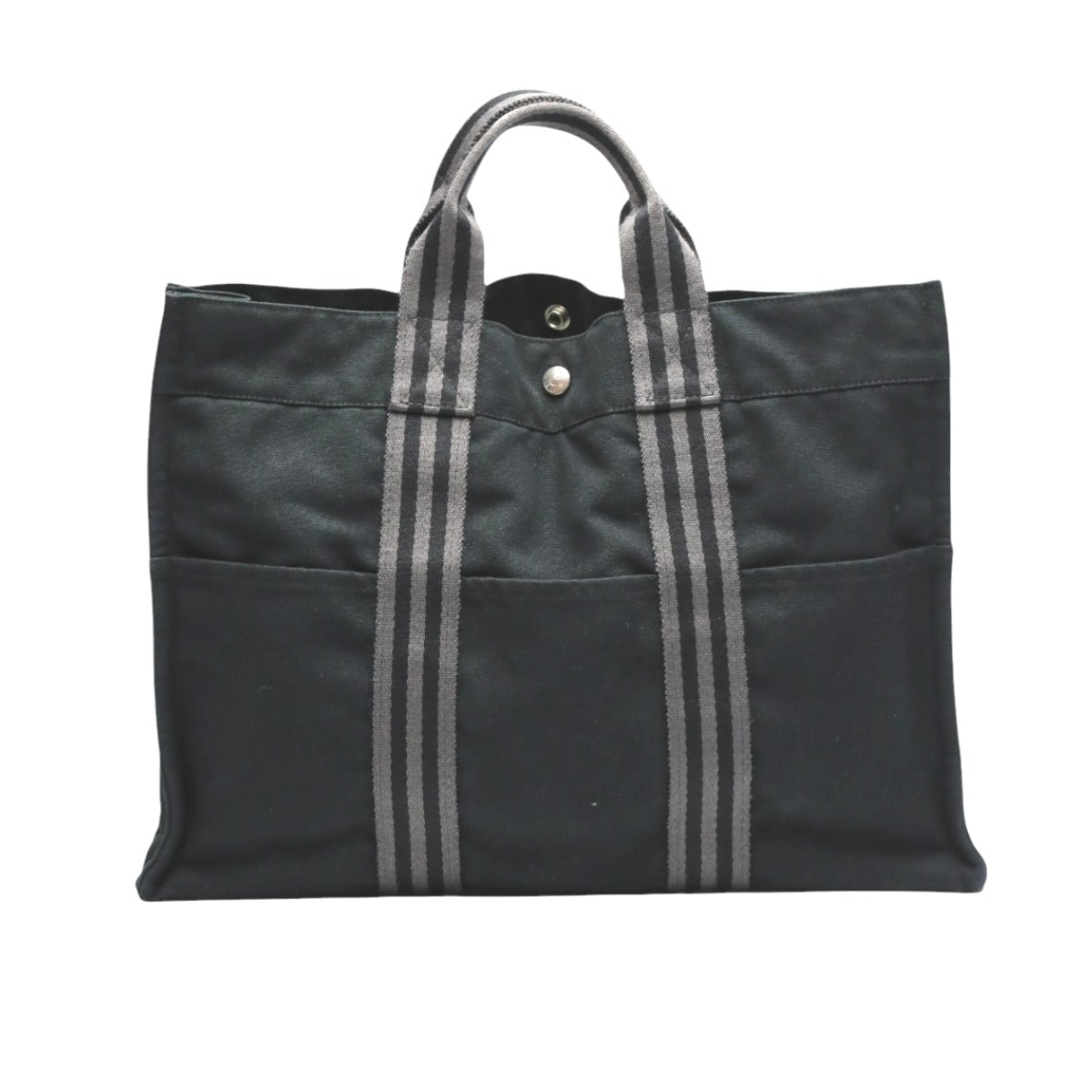 HERMES Tote Bag cotton black Fool ToeMM Her Line