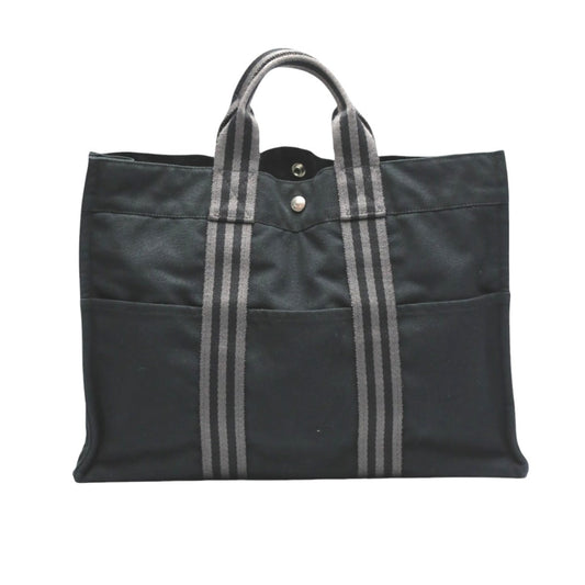 HERMES Tote Bag cotton black Fool ToeMM Her Line