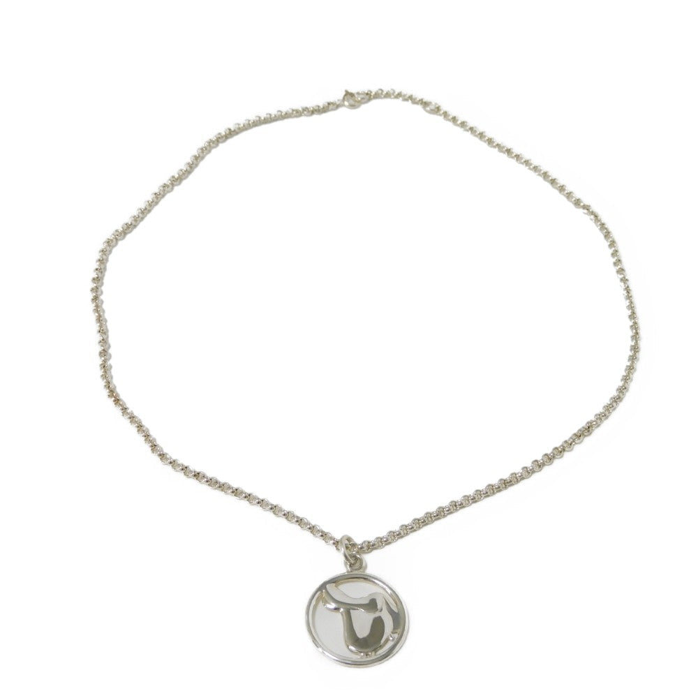 HERMES Necklace 925 Silver logo Saddle Pendant