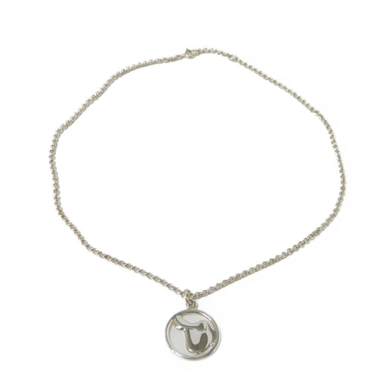 HERMES Necklace 925 Silver logo Saddle Pendant