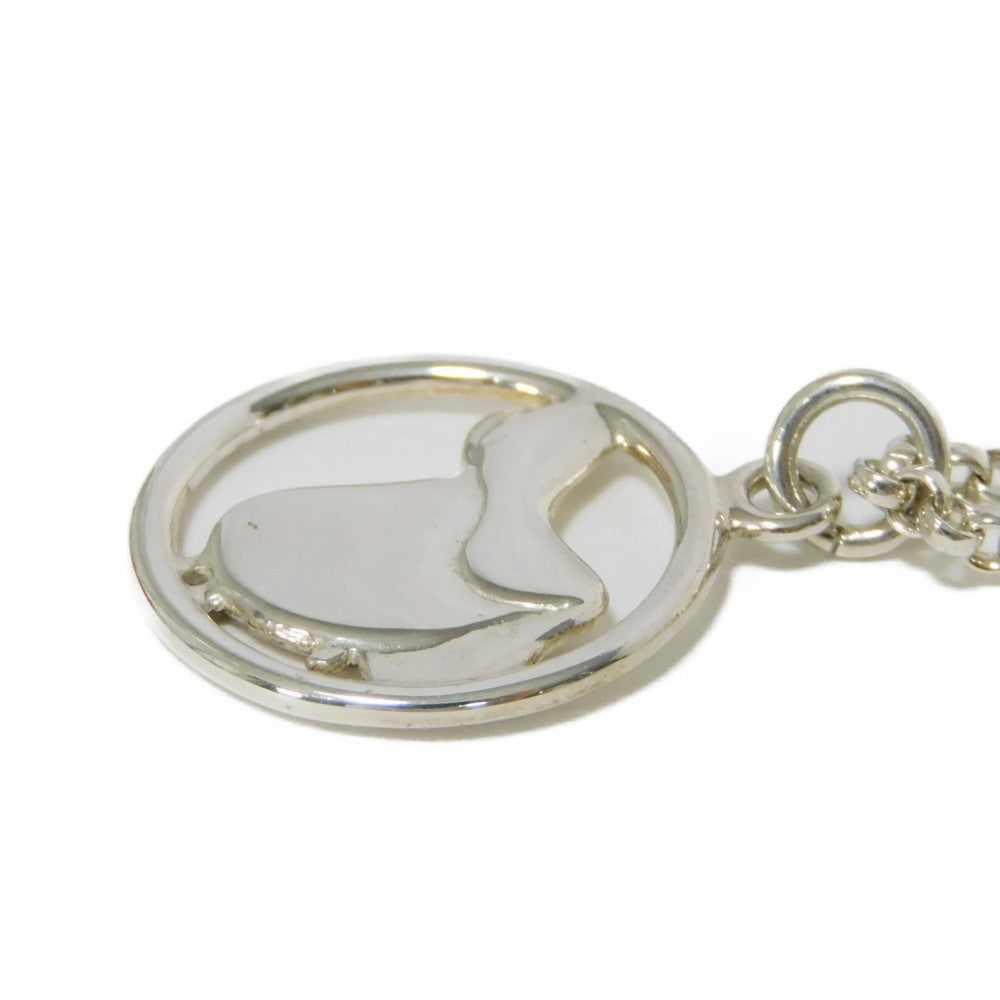 HERMES Necklace 925 Silver logo Saddle Pendant