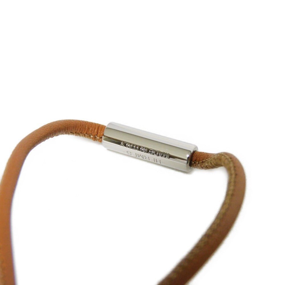 HERMES Necklace Vaux Swift, Wood natural Studs Medall Pendant