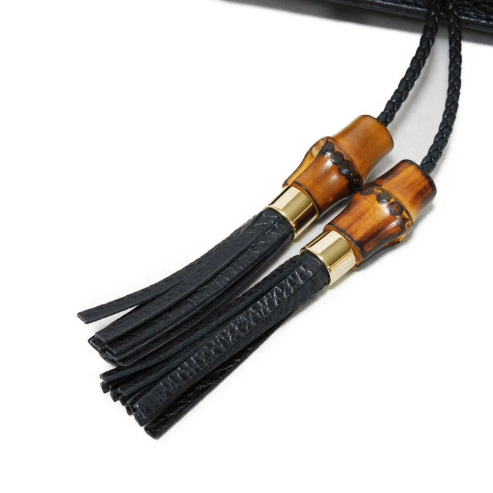GUCCI Tote Bag 449642 CAO0G 1000 Calf leather (embossed) black Logo embossing Bamboo Tassel Tote
