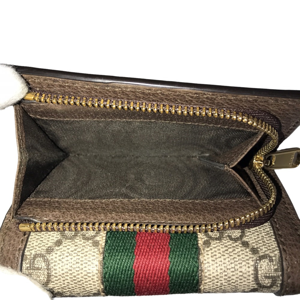 GUCCI Tri-fold wallet 644334 534563 GG Supreme Canvas Beige brown Compact wallet Ofidia