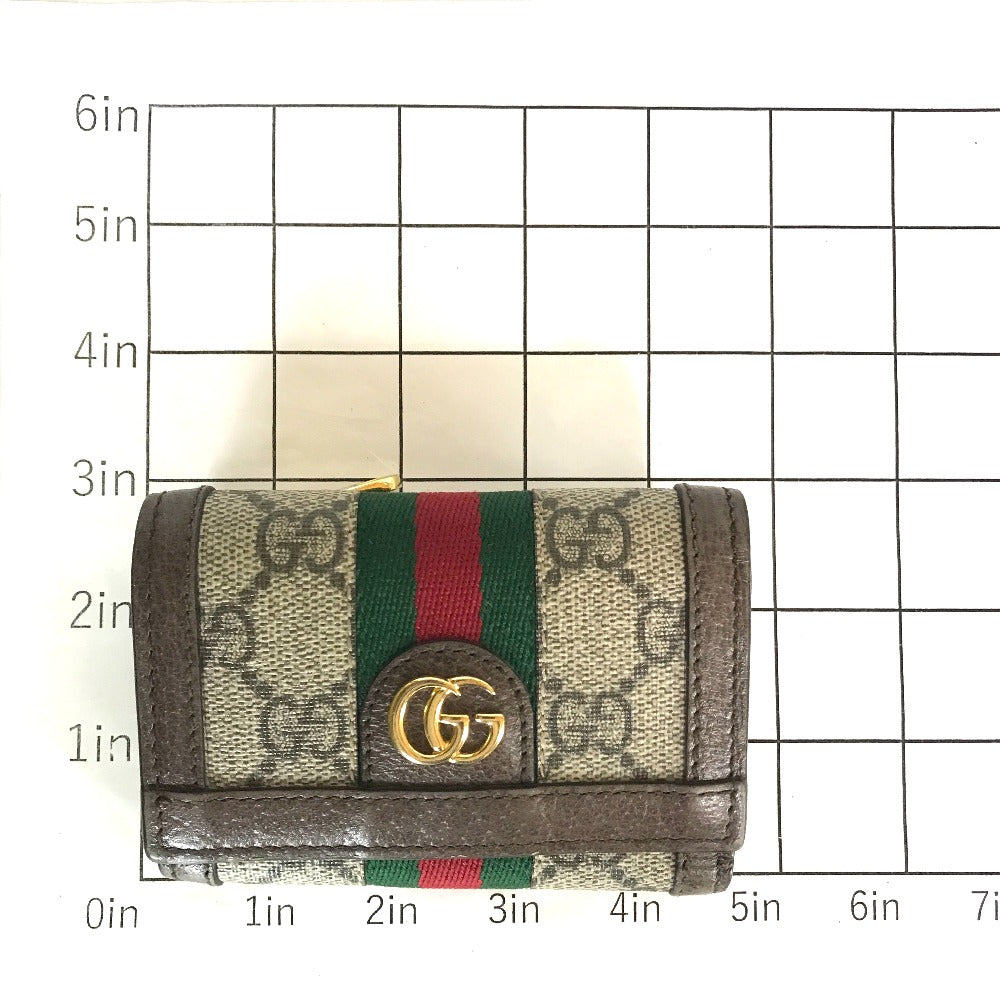 GUCCI Tri-fold wallet 644334 534563 GG Supreme Canvas Beige brown Compact wallet Ofidia