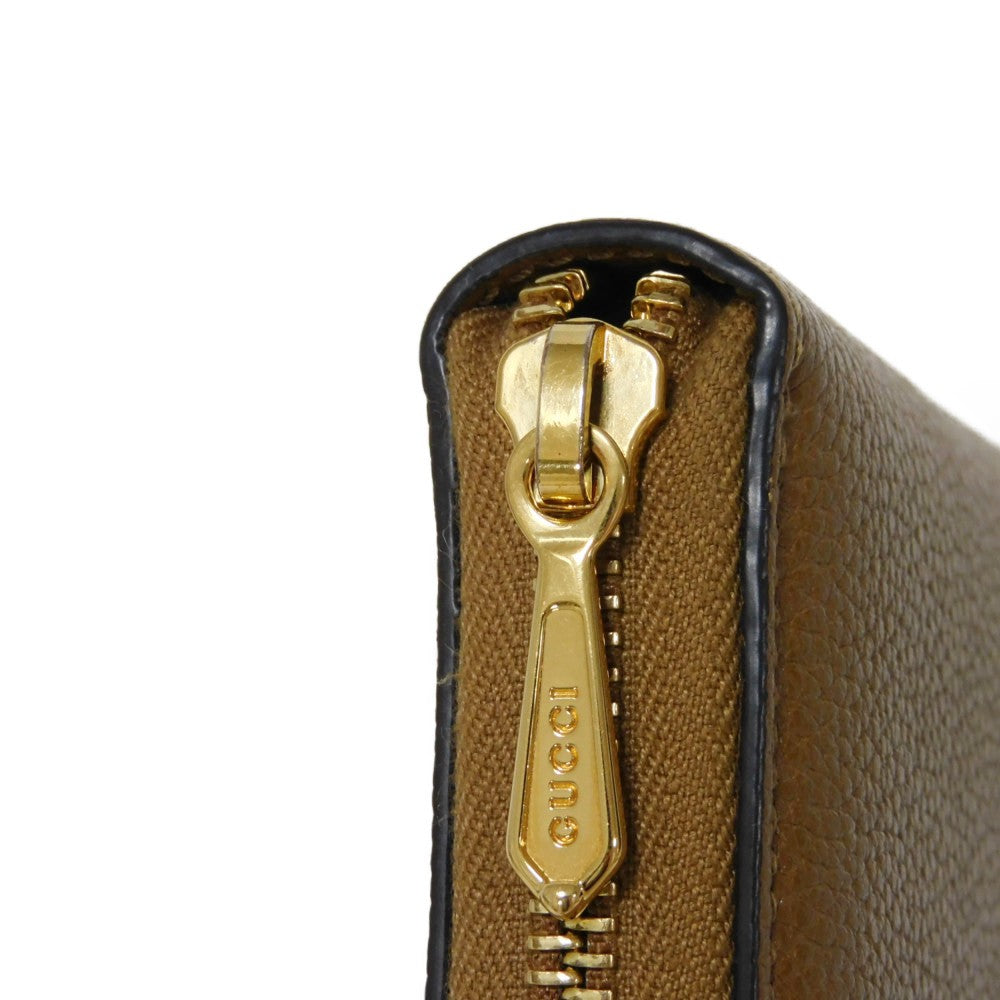 GUCCI Long Wallet Purse 570661 1B90X 2837 Grain leather (embossed) Brown Interlocking g horsebit Zumi Zip Around Wallet
