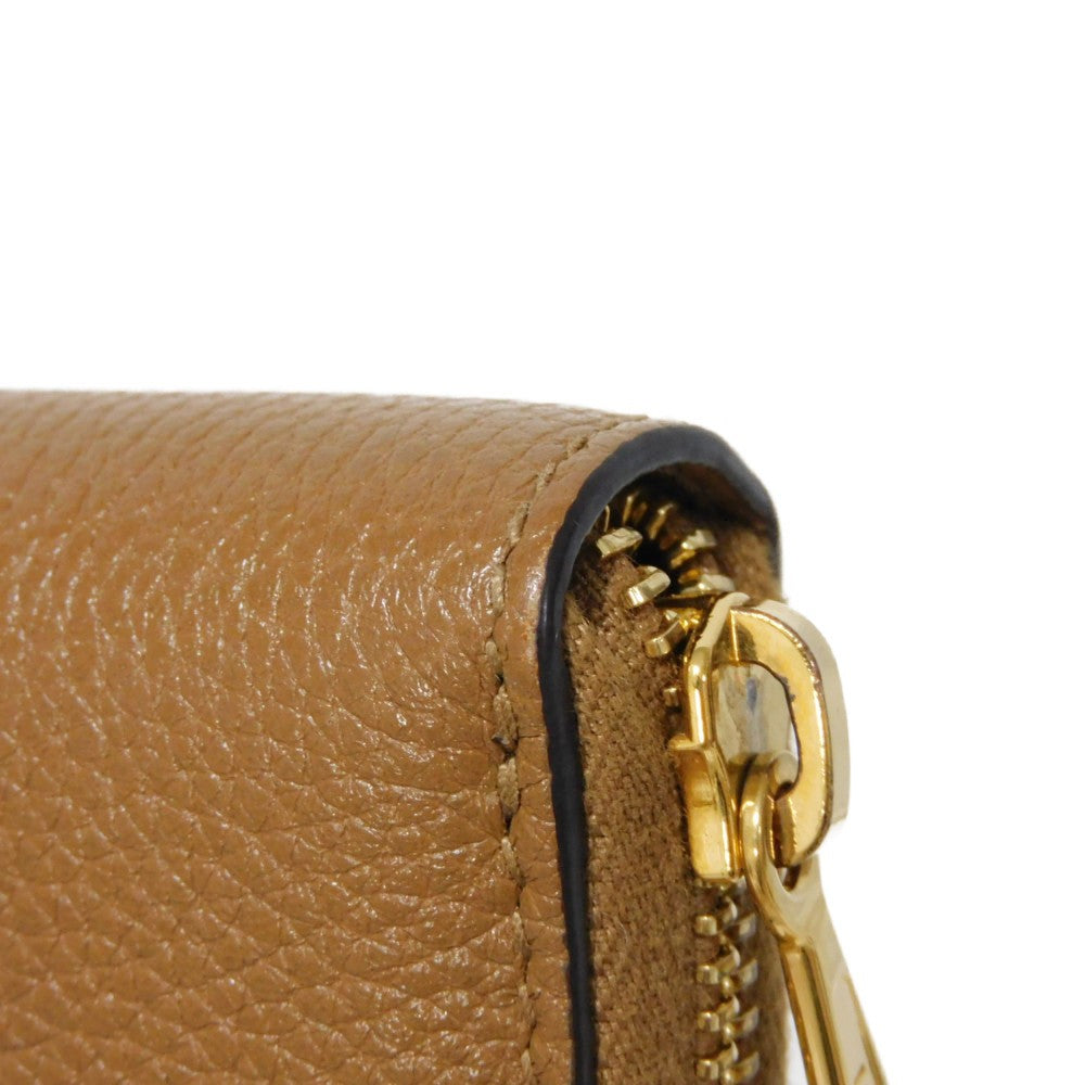 GUCCI Long Wallet Purse 570661 1B90X 2837 Grain leather (embossed) Brown Interlocking g horsebit Zumi Zip Around Wallet