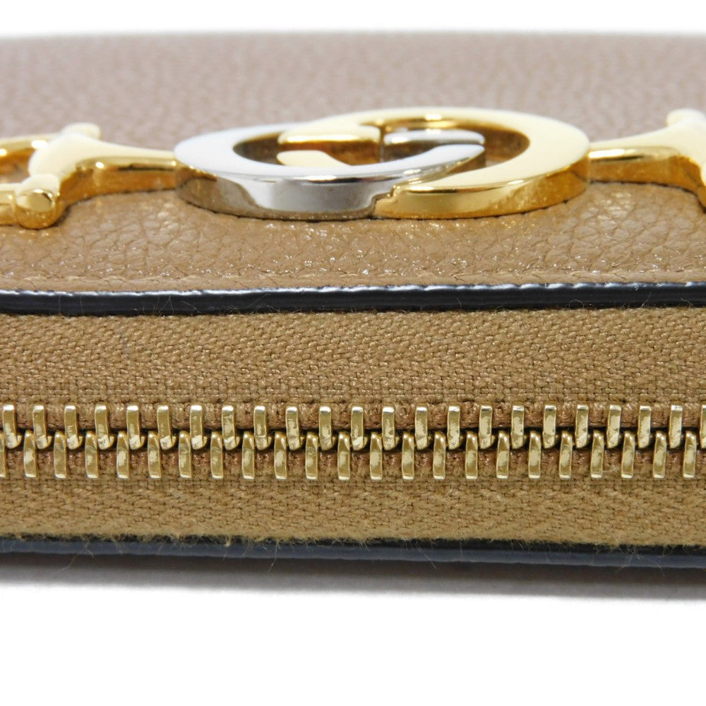 GUCCI Long Wallet Purse 570661 1B90X 2837 Grain leather (embossed) Brown Interlocking g horsebit Zumi Zip Around Wallet