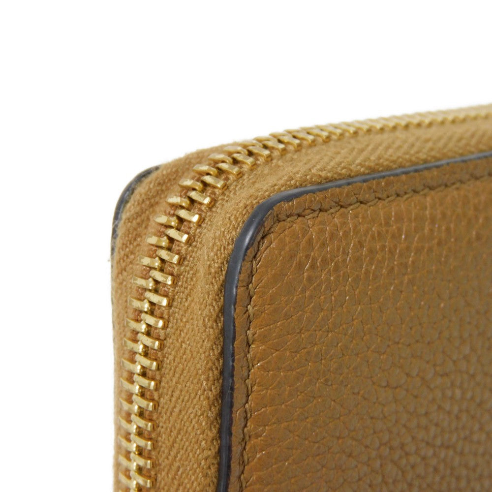 GUCCI Long Wallet Purse 570661 1B90X 2837 Grain leather (embossed) Brown Interlocking g horsebit Zumi Zip Around Wallet