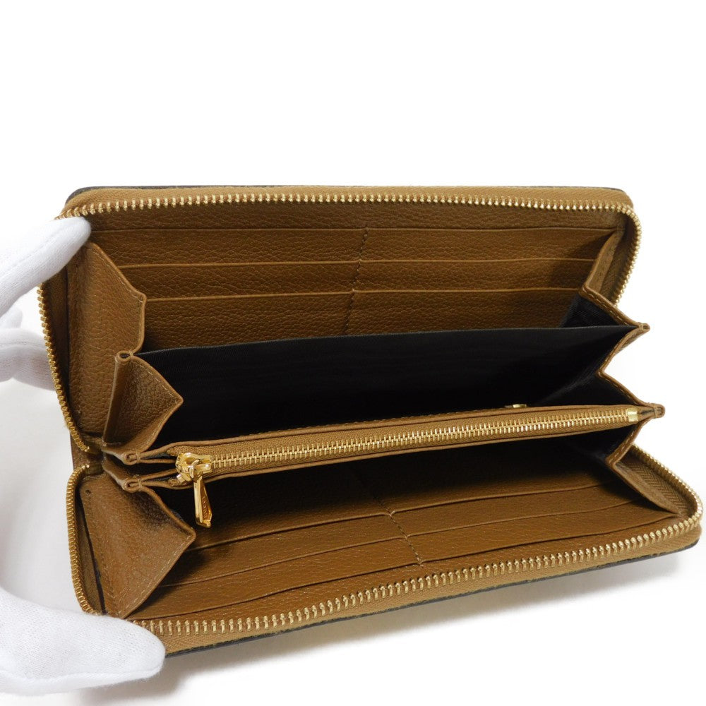 GUCCI Long Wallet Purse 570661 1B90X 2837 Grain leather (embossed) Brown Interlocking g horsebit Zumi Zip Around Wallet