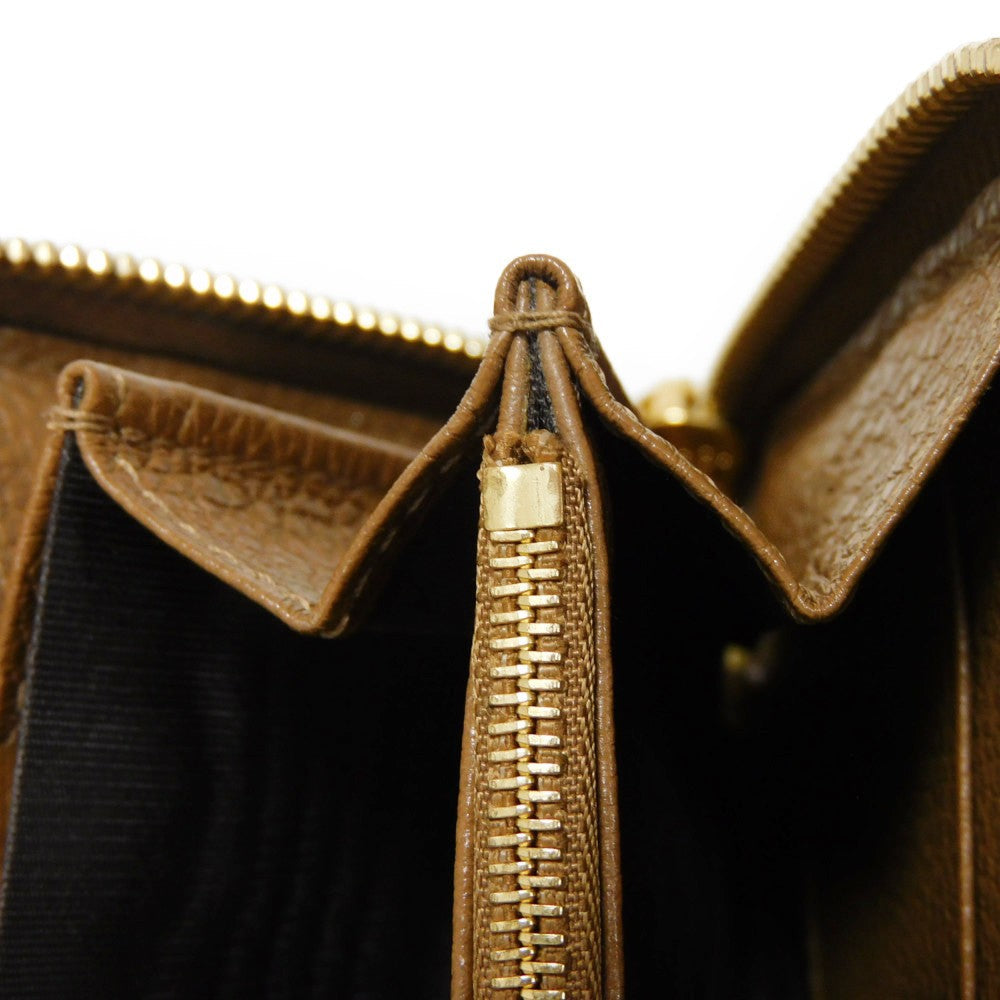 GUCCI Long Wallet Purse 570661 1B90X 2837 Grain leather (embossed) Brown Interlocking g horsebit Zumi Zip Around Wallet