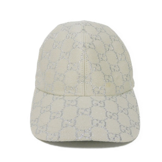 GUCCI cap 631953 3HK75 9060 Outer: Wool 71(%) x Nylon 17(%) Metal fiber 12(%) Lining: Rayon 72(%) Silk 28(%) white GG glitter Baseball cap L