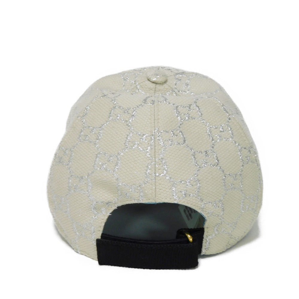 GUCCI cap 631953 3HK75 9060 Outer: Wool 71(%) x Nylon 17(%) Metal fiber 12(%) Lining: Rayon 72(%) Silk 28(%) white GG glitter Baseball cap L