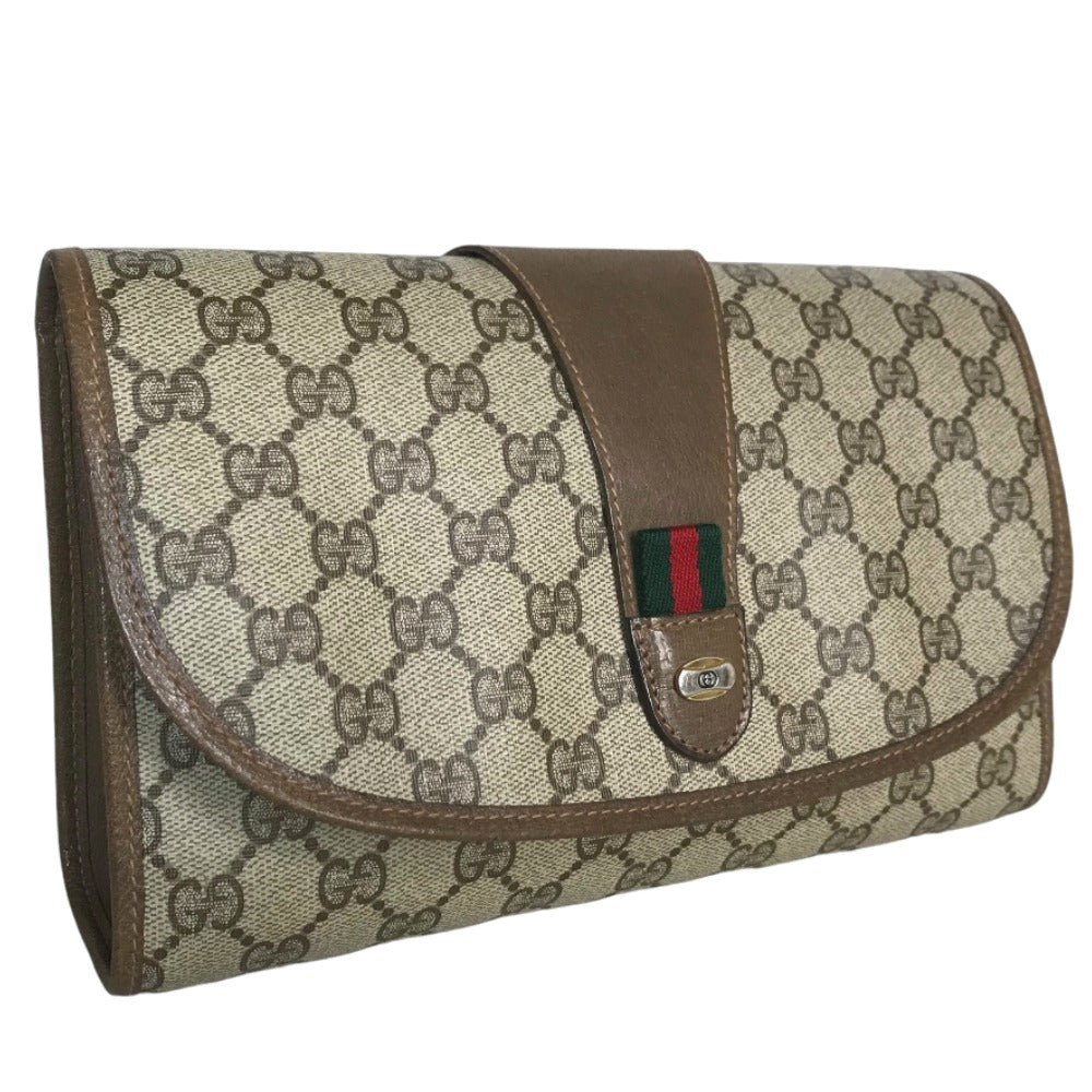 GUCCI Clutch bag 89 01 030 canvas beige business bag GG Old Gucci Shelly