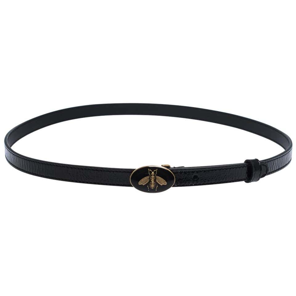 Gucci Enamel Bee Belt in Black