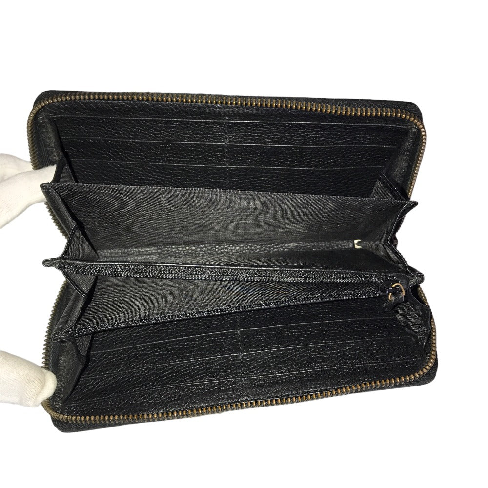 GUCCI Long Wallet Purse 496317 0959 leather black Round zip Sherry line mens(Unisex) Used
