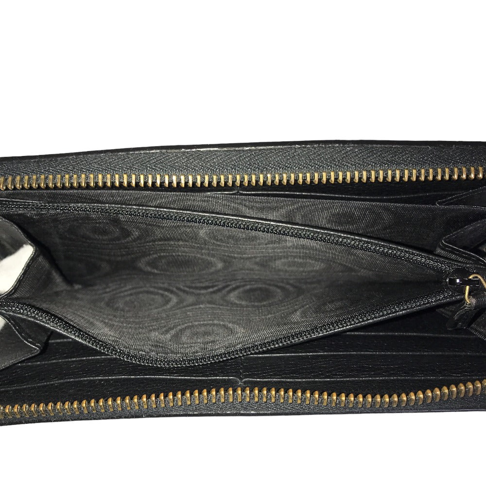 GUCCI Long Wallet Purse 496317 0959 leather black Round zip Sherry line mens(Unisex) Used