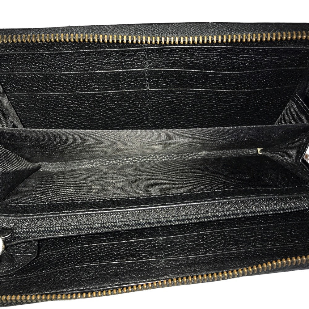 GUCCI Long Wallet Purse 496317 0959 leather black Round zip Sherry line mens(Unisex) Used