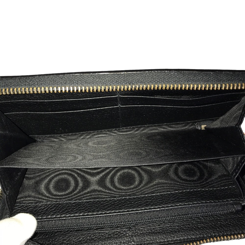 GUCCI Long Wallet Purse 496317 0959 leather black Round zip Sherry line mens(Unisex) Used