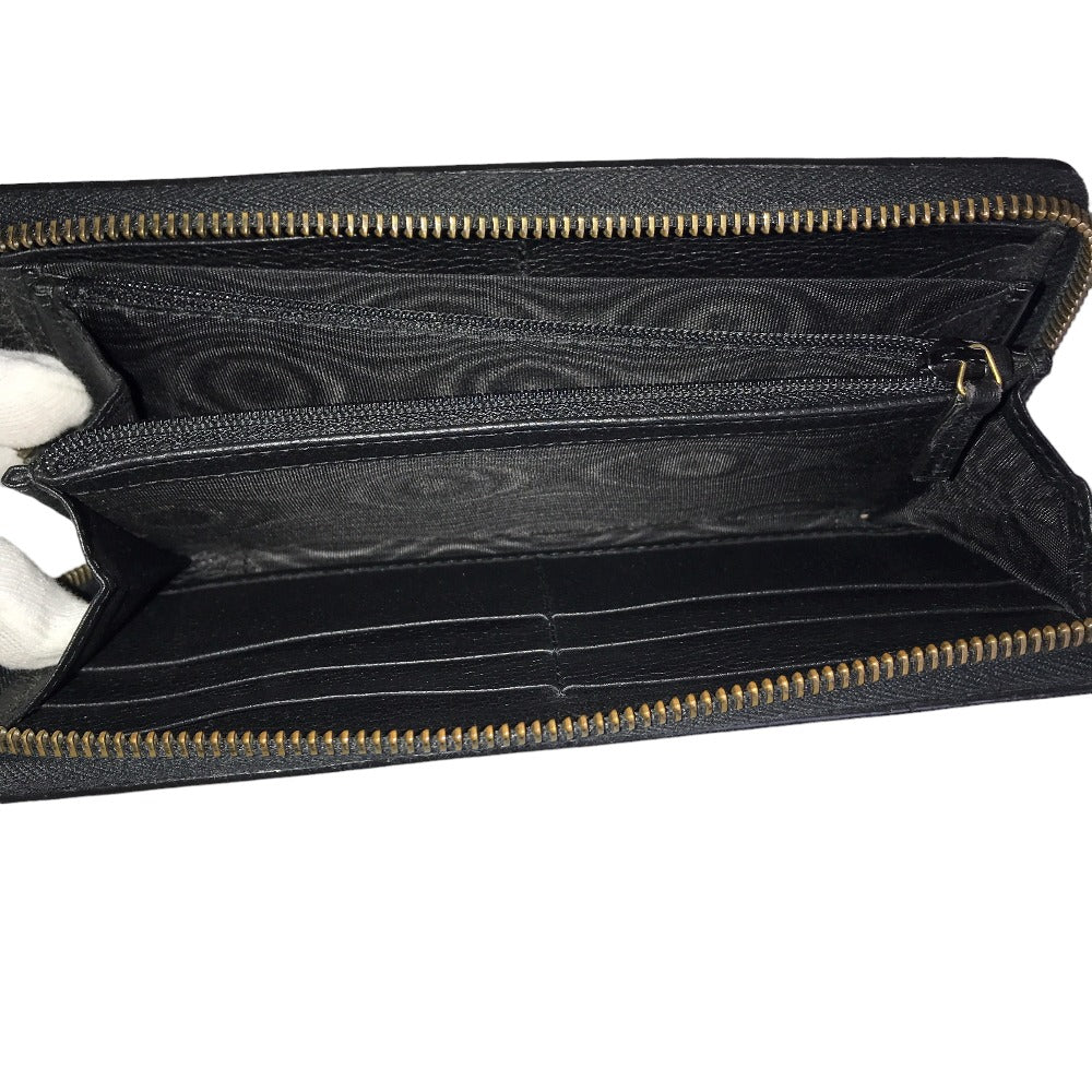 GUCCI Long Wallet Purse 496317 0959 leather black Round zip Sherry line mens(Unisex) Used