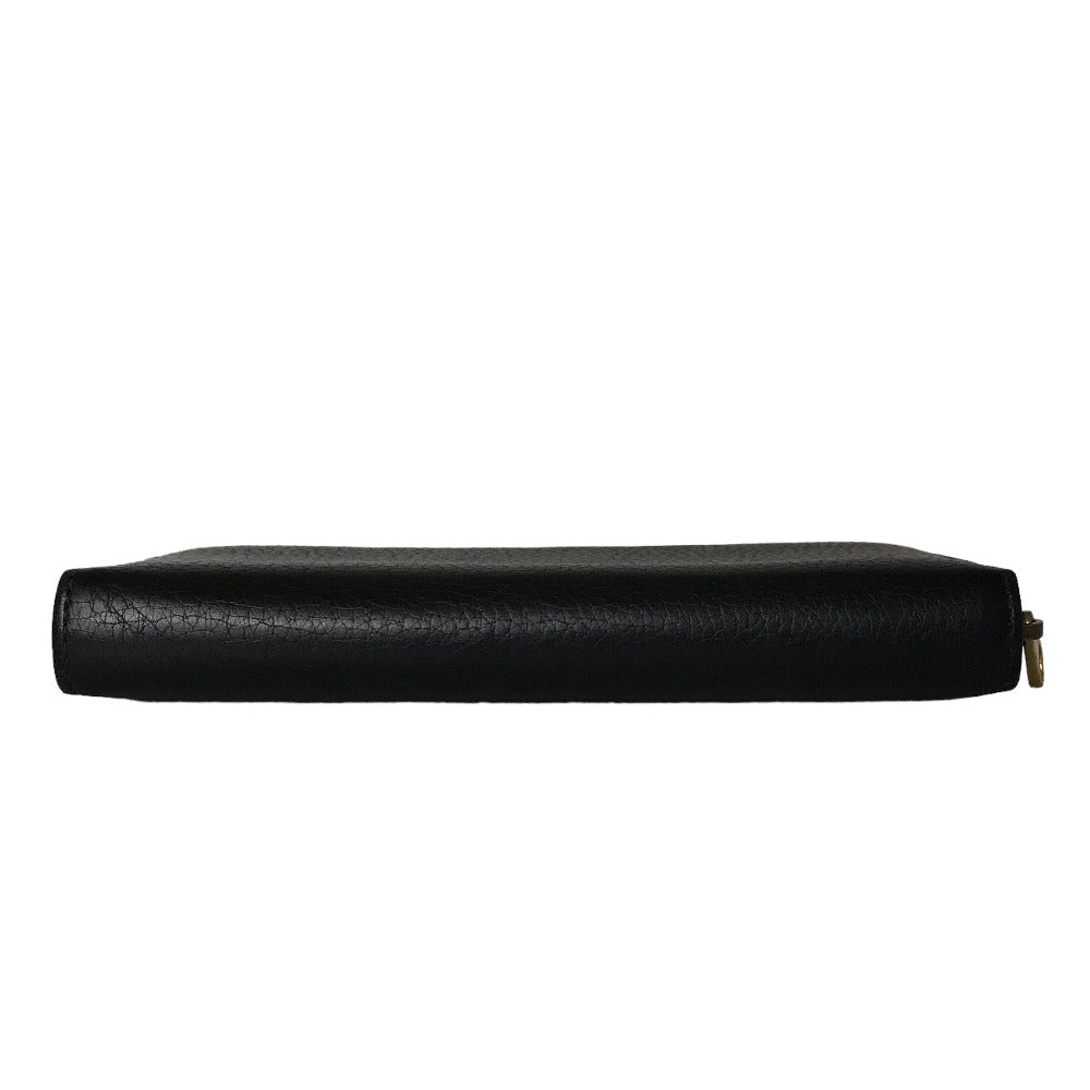 GUCCI Long Wallet Purse 496317 0959 leather black Round zip Sherry line mens(Unisex) Used