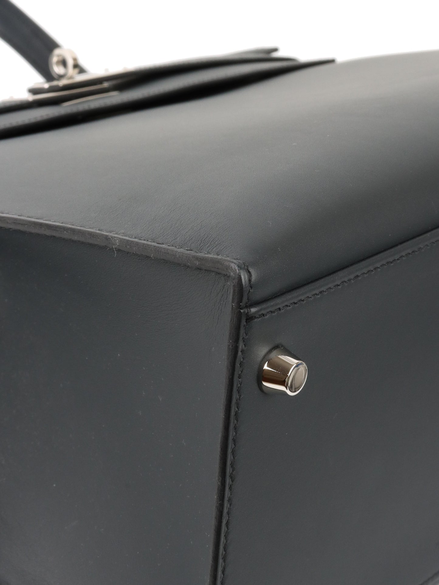Hermes Kelly 35 Black Sombrero Leather PHW.
