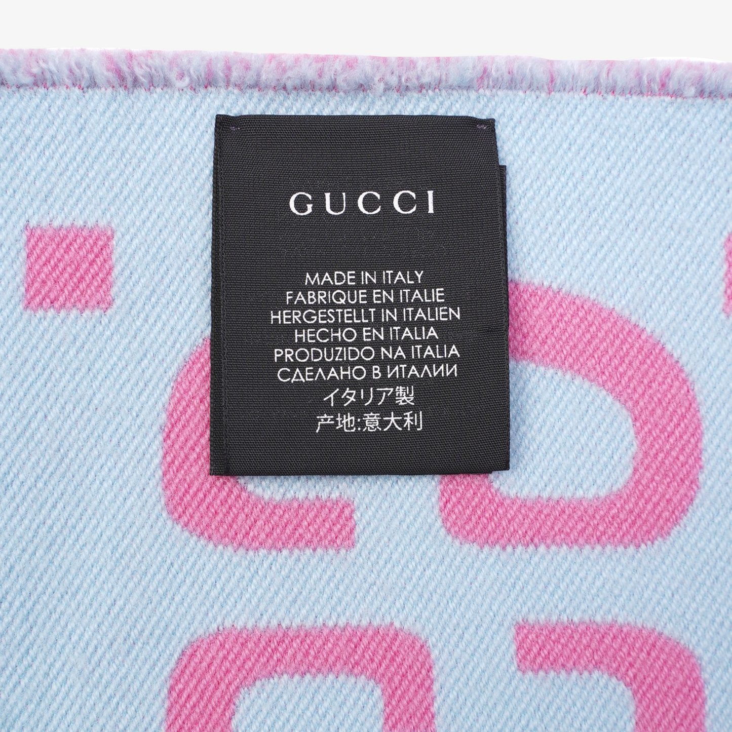 Gucci Womens GG Scarf Baby Blue / Pink 35x190cm