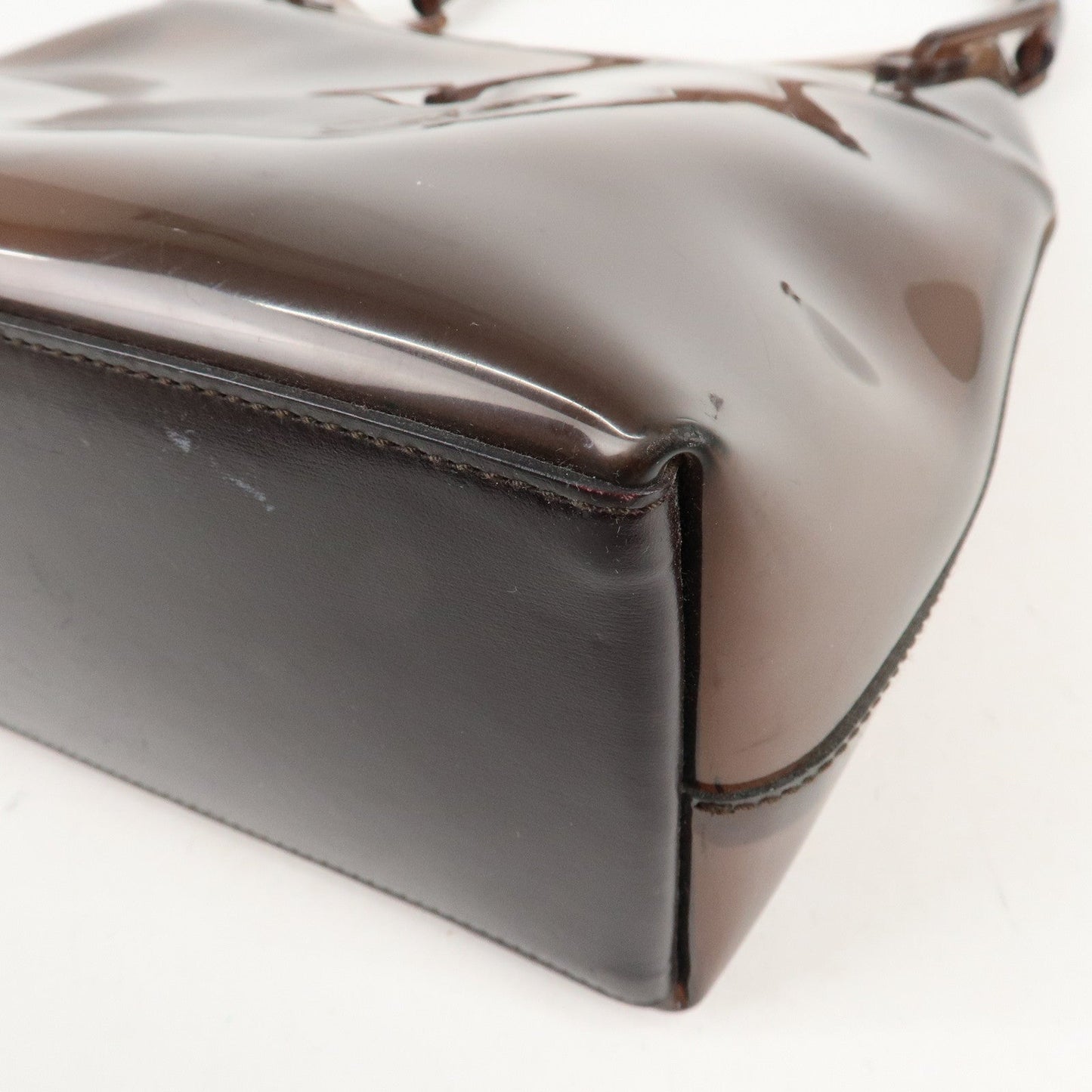 GUCCI Bamboo Vinyl Leather Shoulder Bag Clear Brown 001.2113.1880