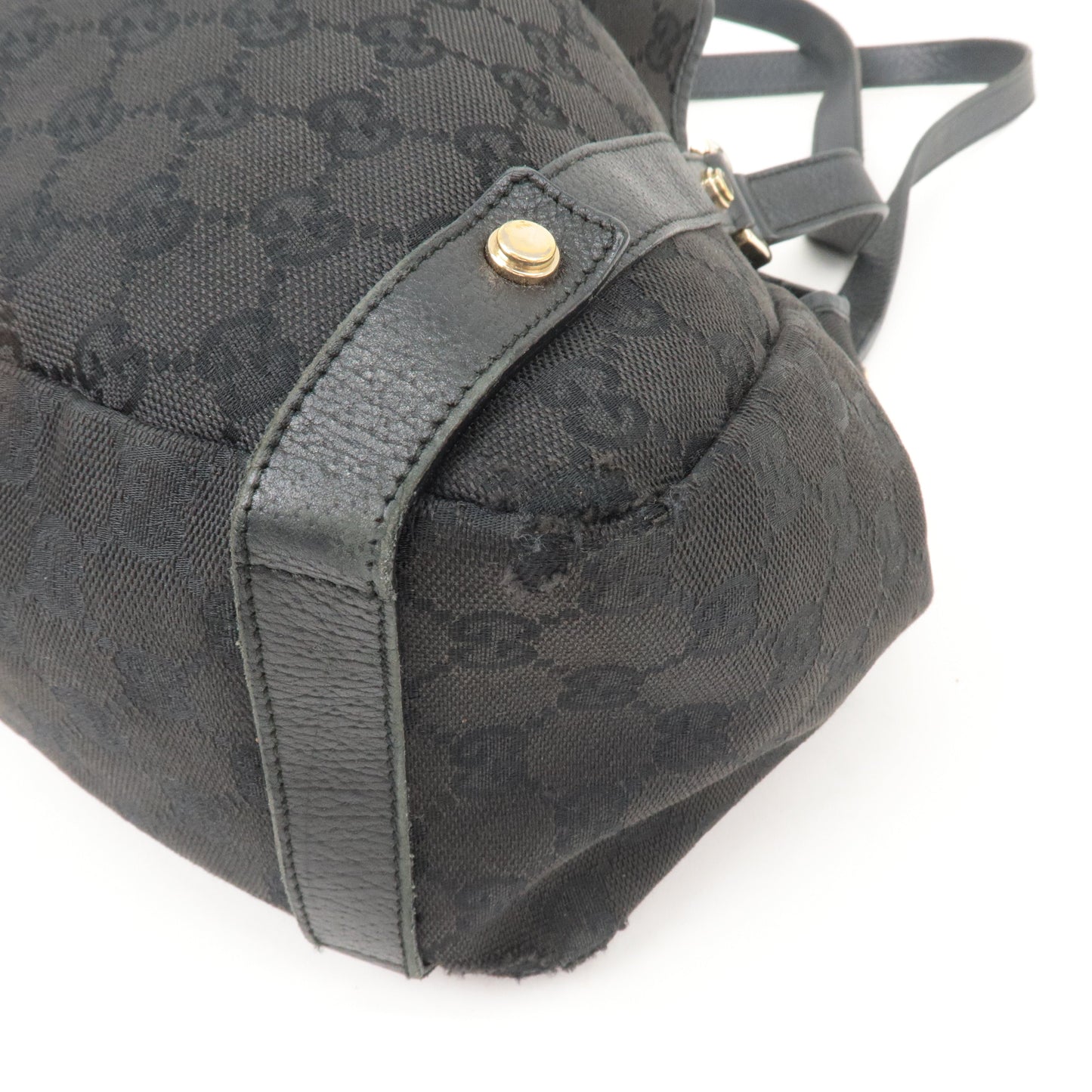 GUCCI Abbey GG Canvas Leather Tote Bag Shoulder Bag Black 130736