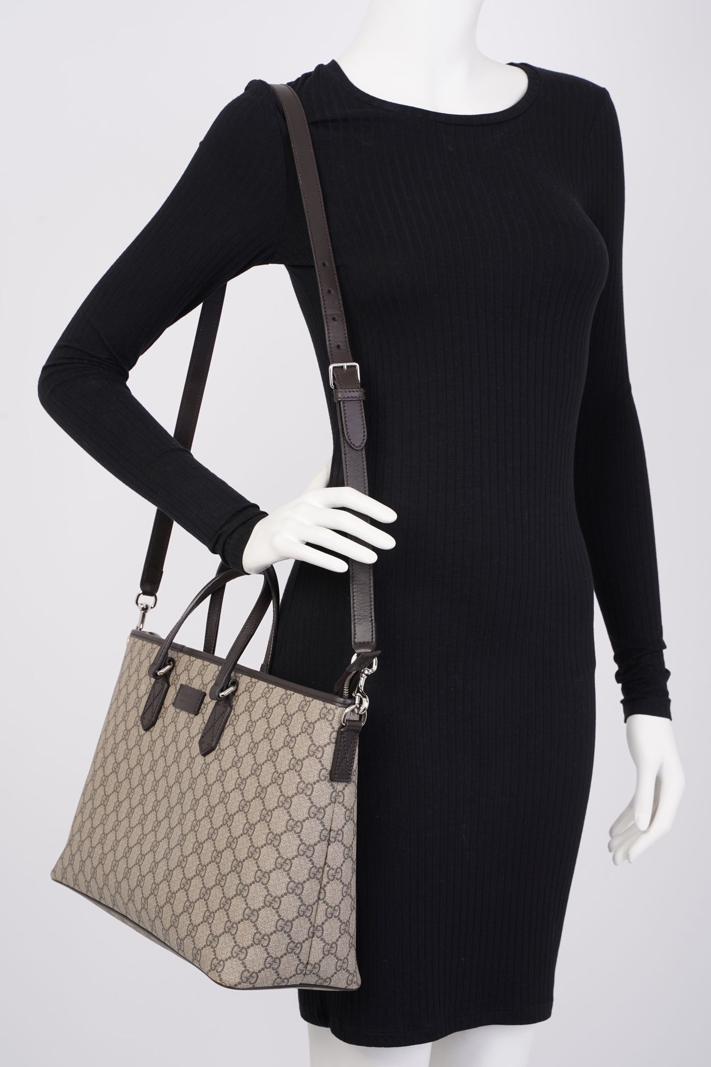 Gucci GG Zip Tote Beige And Ebony GG Supreme Coated Canvas Medium