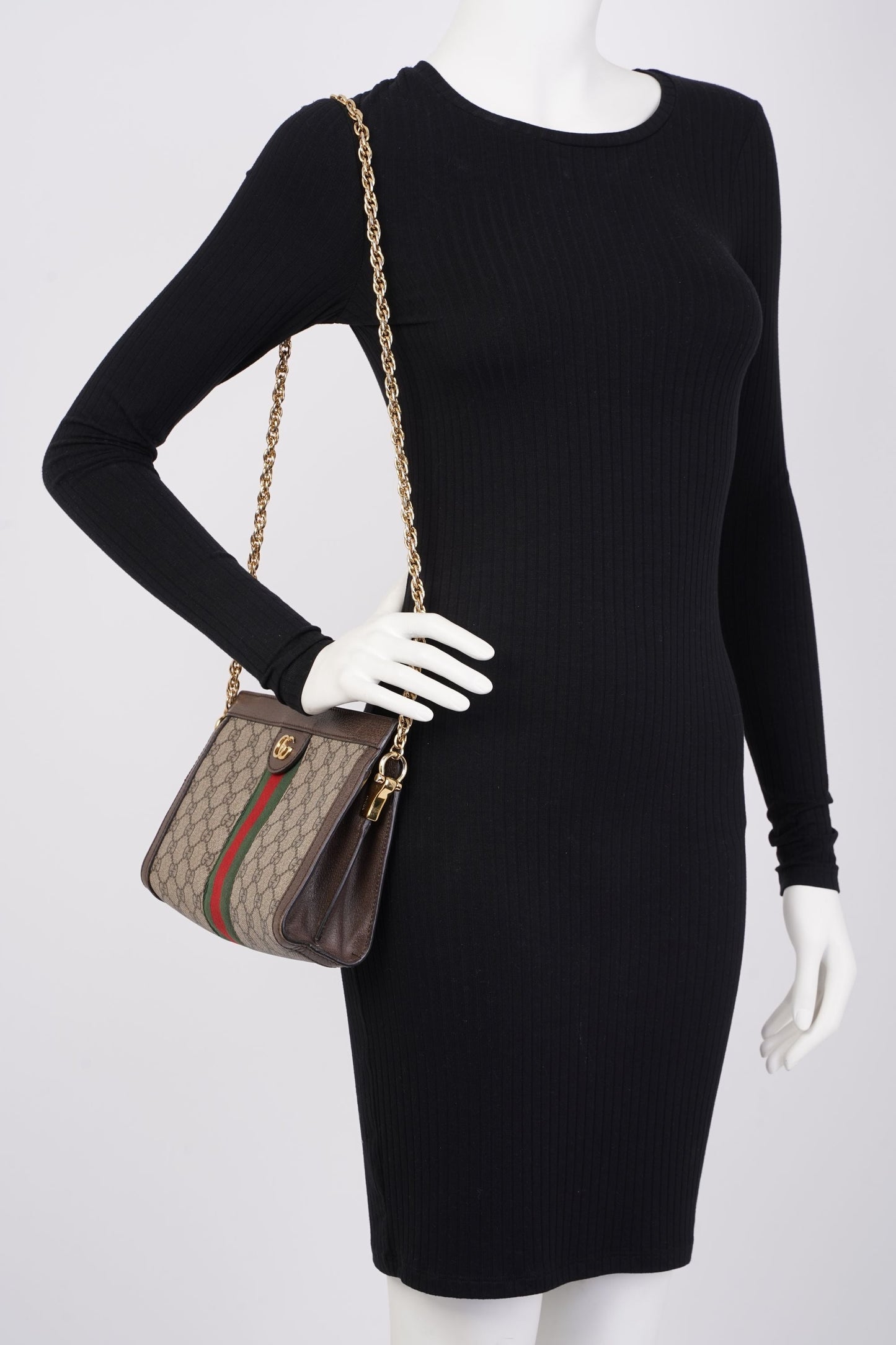 Gucci Ophidia GG Beige And Ebony GG Supreme Coated Canvas Small