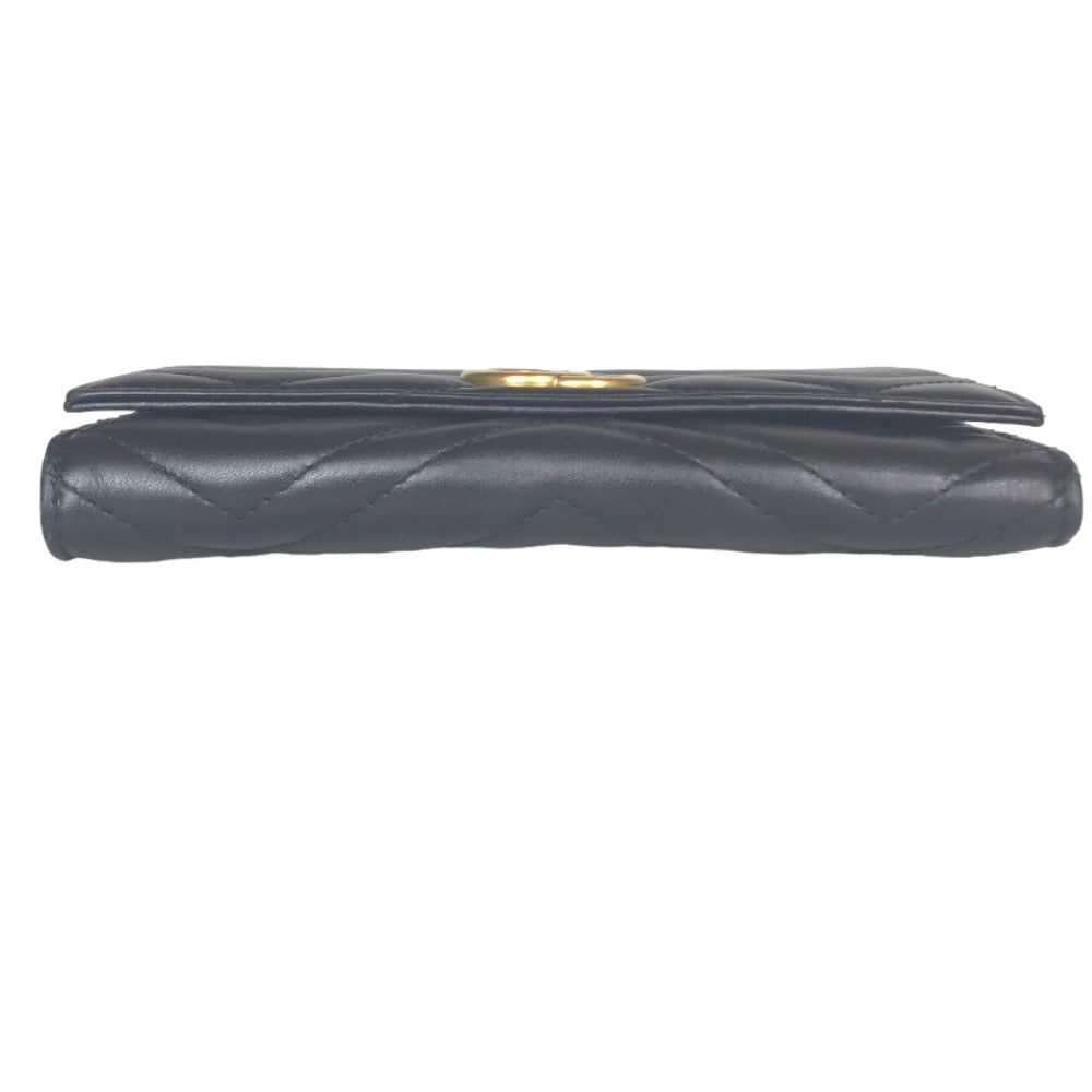 GUCCI Long Wallet Purse 443436 2057 leather black GG Marmont Continental Wallet Women Used
