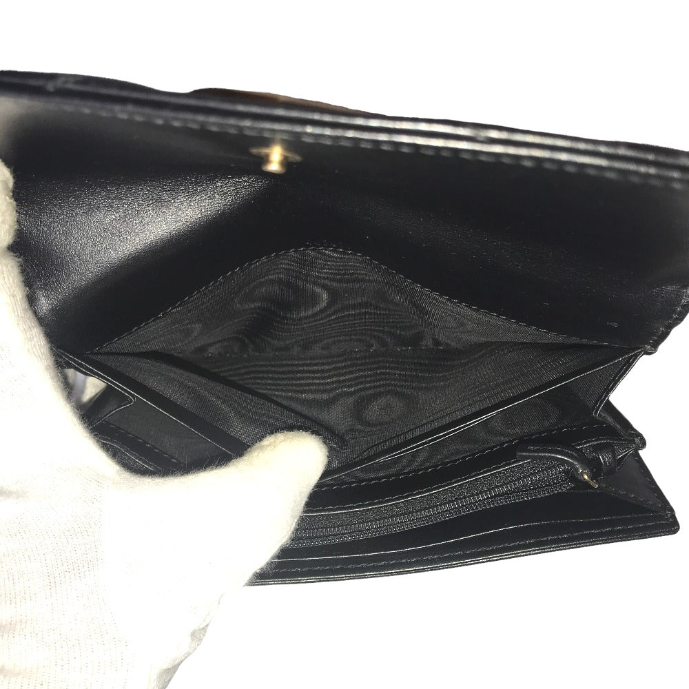 GUCCI Long Wallet Purse 443436 2057 leather black GG Marmont Continental Wallet Women Used