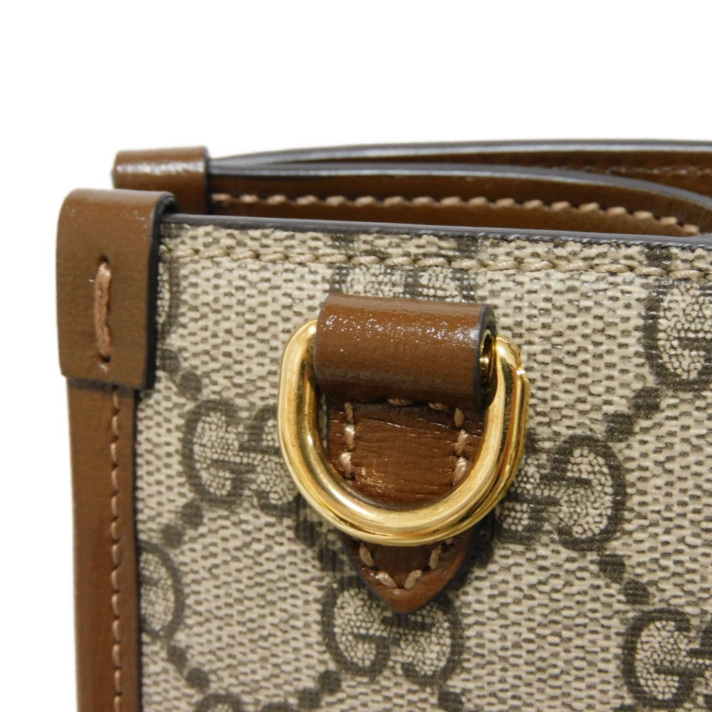 GUCCI Handbag 659983 UULBT 9683 Supreme canvas (polyurethane processing) x Calfskin leather beige GG Supreme Small Tote Bag