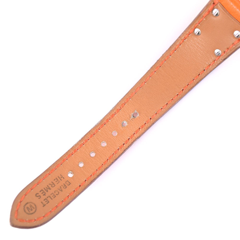 HERMES Watches Quartz Plated Gold , Leather Orange Medor White dial Women Used