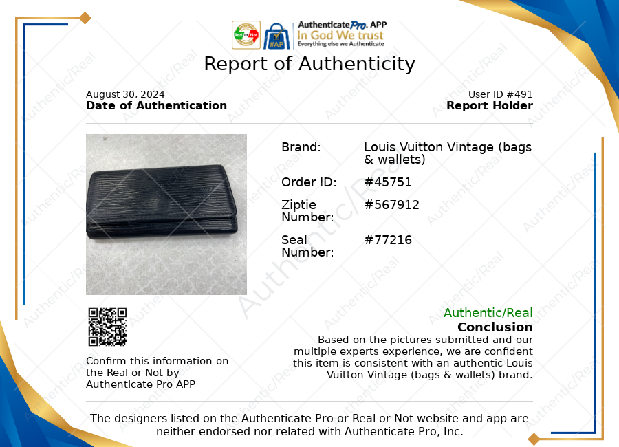 Id/card Holder Luxury Designer By Louis Vuitton, Size: Small