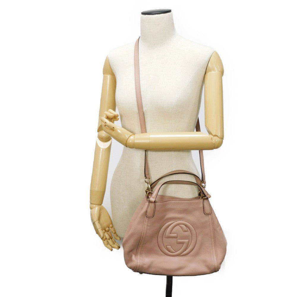 GUCCI Tote Bag 336751 Calf leather (embossed) pink beige Interlocking G Soho Mini Tote