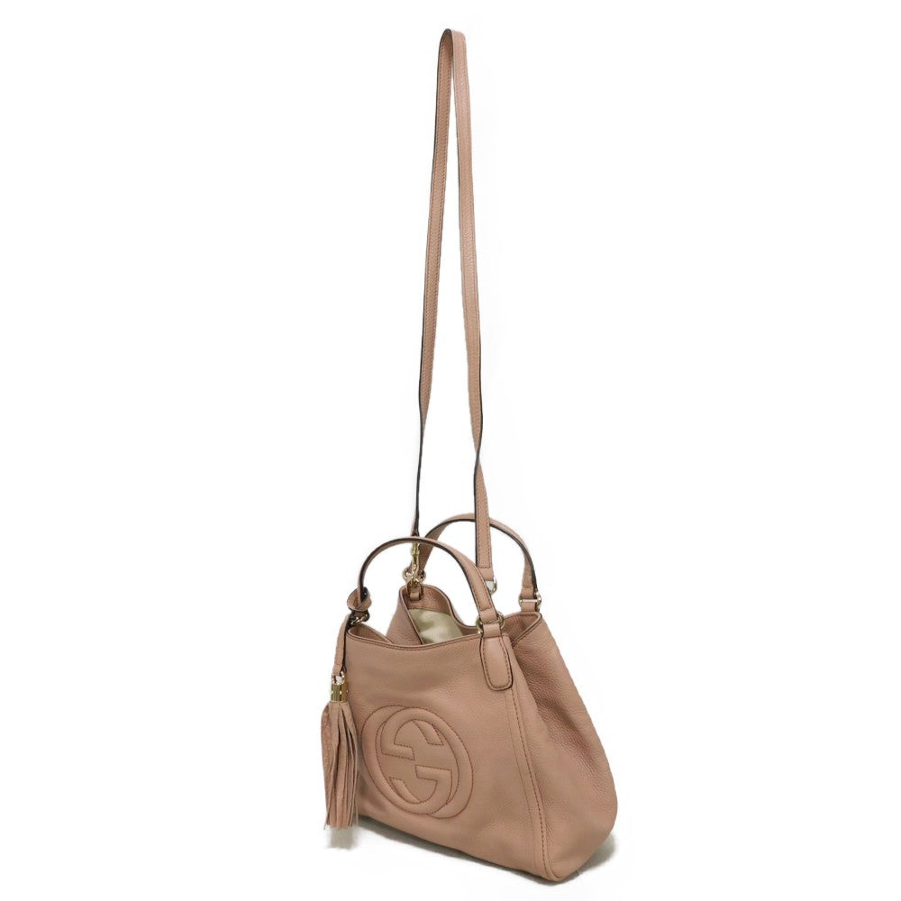 GUCCI Tote Bag 336751 Calf leather (embossed) pink beige Interlocking G Soho Mini Tote