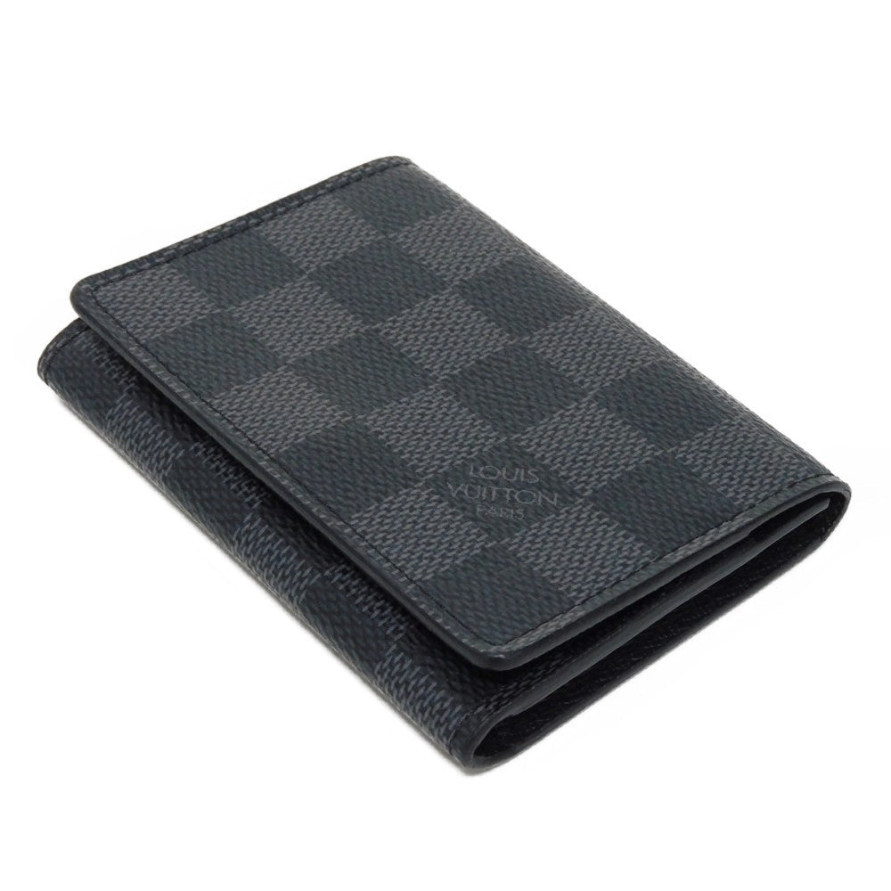 LOUIS VUITTON Card Case N63338 Damier Graphite canvas x grained leather (embossed) Noir Damier Graphite Anneveld Cult de Visit