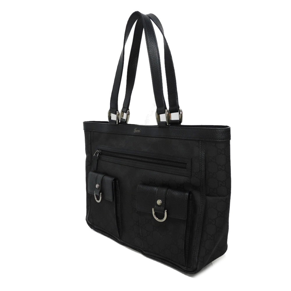 GUCCI Tote Bag 268639 G1X9R 1001 GG nylon canvas x calf leather black GG nylon logo tote