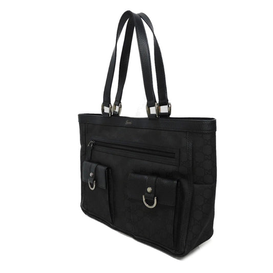 GUCCI Tote Bag 268639 G1X9R 1001 GG nylon canvas x calf leather black GG nylon logo tote