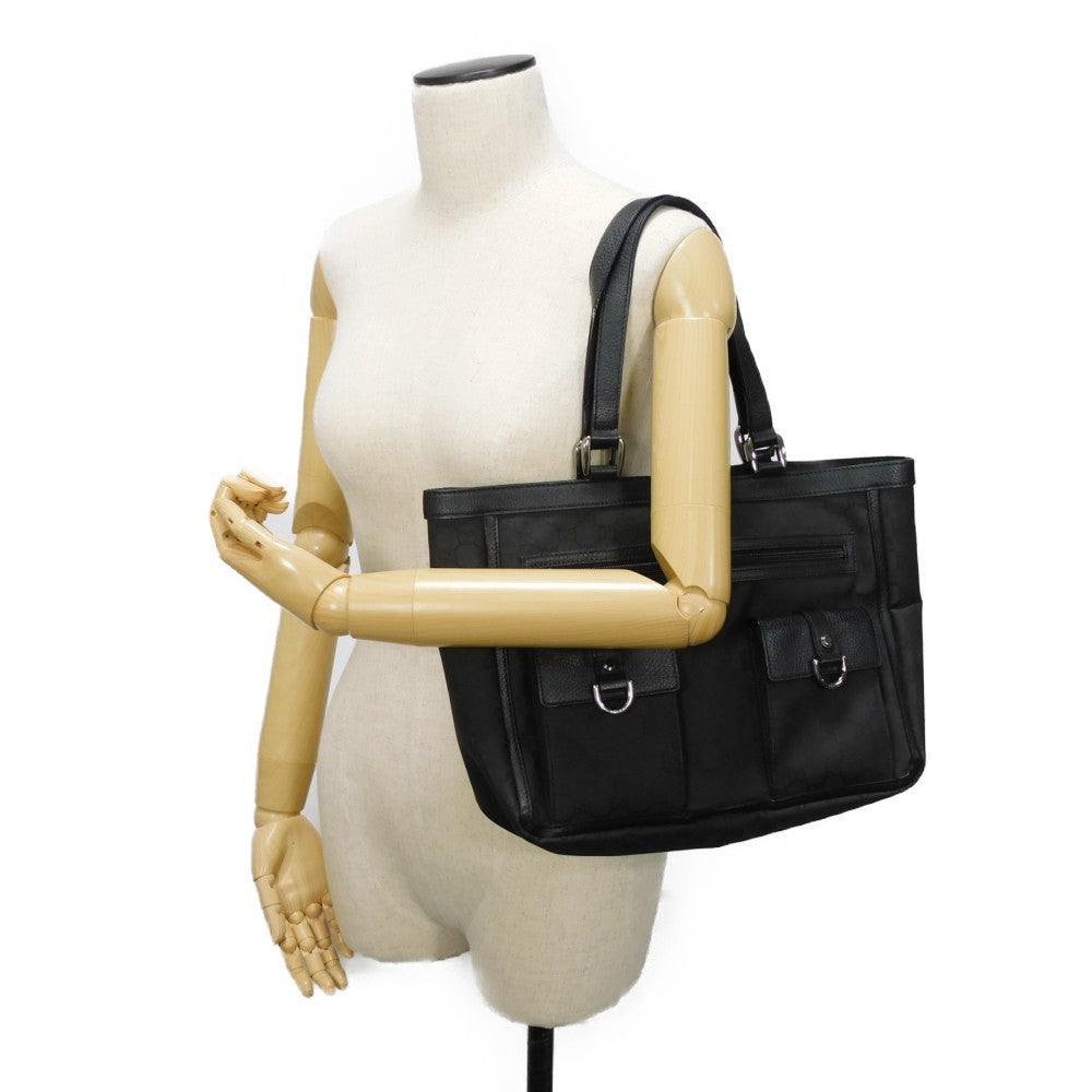 GUCCI Tote Bag 268639 G1X9R 1001 GG nylon canvas x calf leather black GG nylon logo tote
