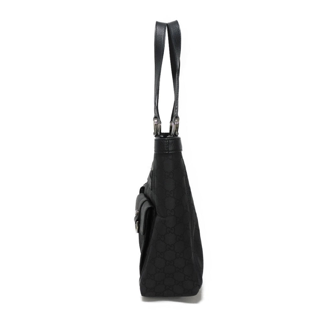 GUCCI Tote Bag 268639 G1X9R 1001 GG nylon canvas x calf leather black GG nylon logo tote